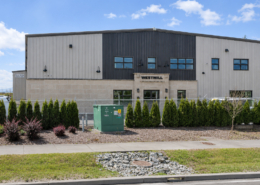 Red leaf stone retail steel metal building