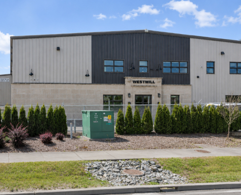 Red leaf stone retail steel metal building